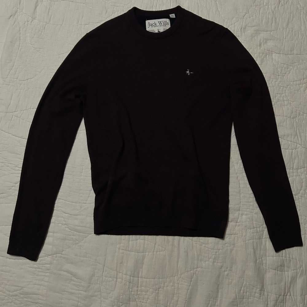 Jack Wills Men's Dark Red Sweater (Cotton and Wool)